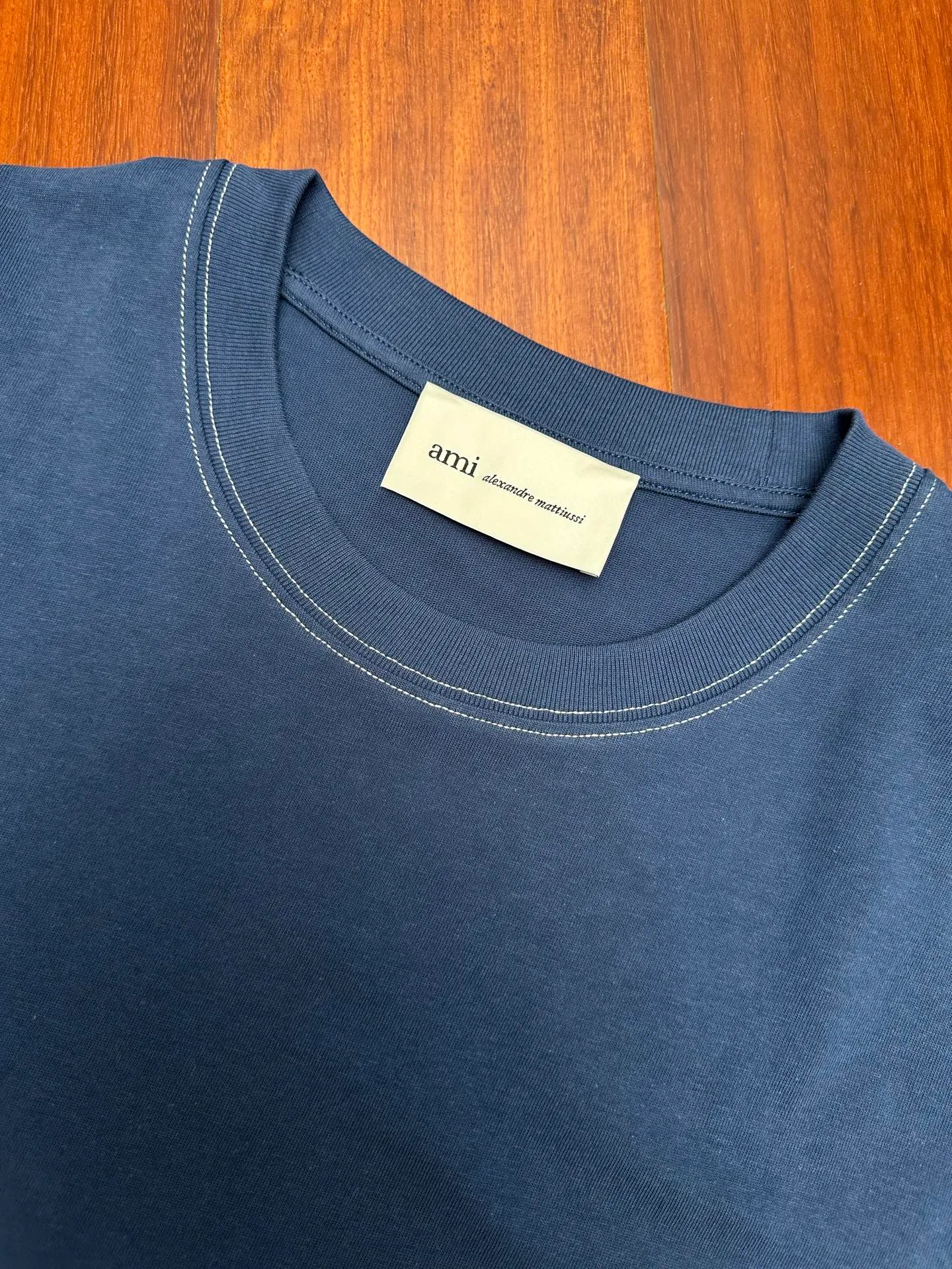 🔥P130💰Ami Paris 26SS embroidered topstitch outline ADC box short sleeve Authentic 1700 purchased and developed, 32 counts of 100% plain combed cotton 230g, 1*1 matching double yarn rib 260g, imported embroidery, fabric wash, customized 1:1 trademark, fitted version Size: S M L XL